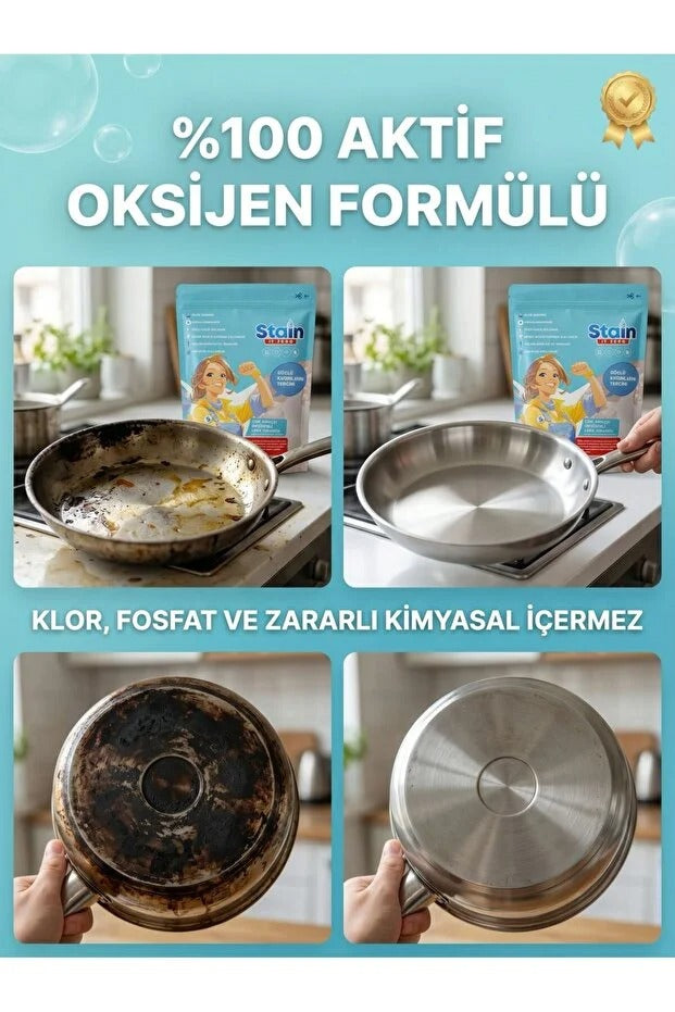 Stain İt Zero Çamaşır & Yüzey İçin Çok Amaçlı Aktif Oksijenli Toz Leke Çıkarıcı ve Beyazlatıcı - 800 gr