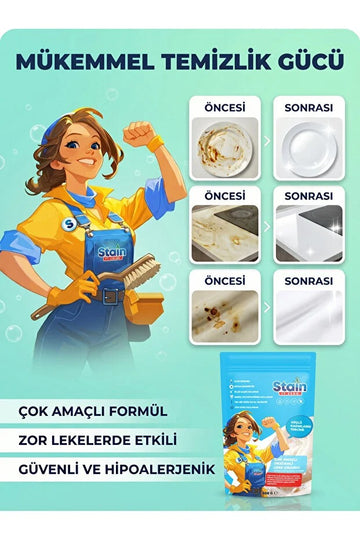 Stain İt Zero Çamaşır & Yüzey İçin Çok Amaçlı Aktif Oksijenli Toz Leke Çıkarıcı ve Beyazlatıcı - 800 gr