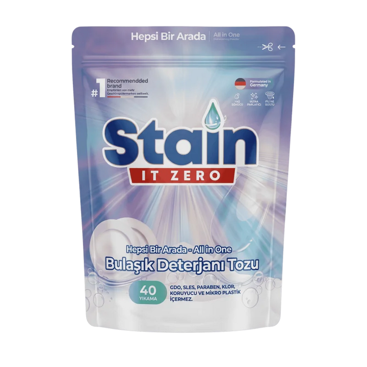 Stain İt Zero Hepsi Bir Arada Toz Bulaşık Makinesi Deterjanı - 40 Yıkama