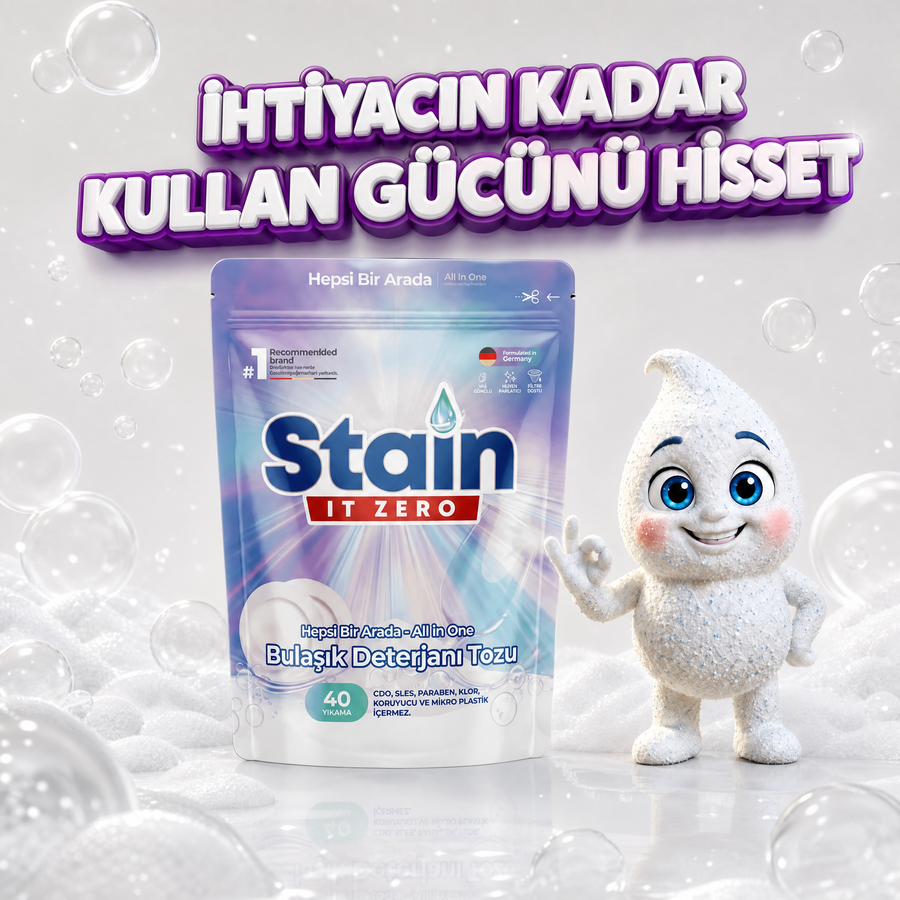 Stain İt Zero Hepsi Bir Arada Toz Bulaşık Makinesi Deterjanı - 40 Yıkama