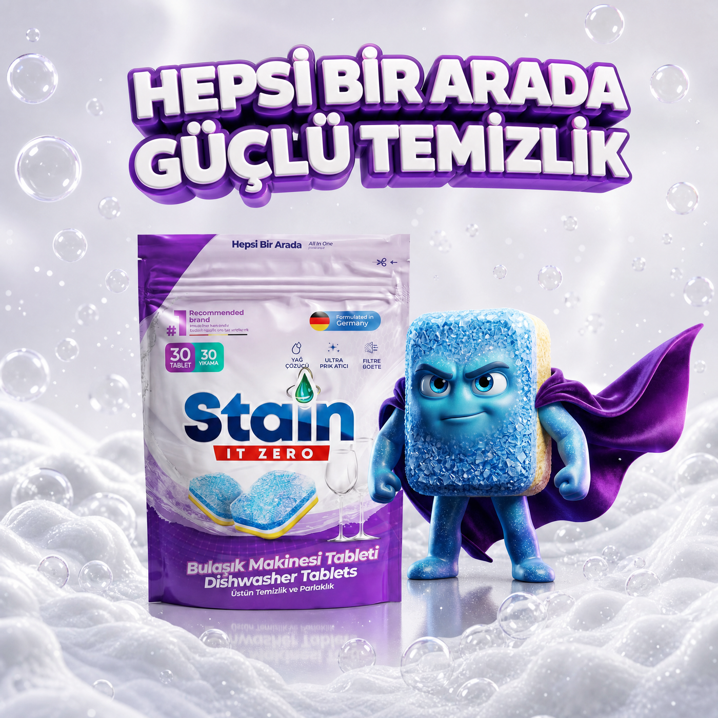 Stain İt Zero Hepsi Bir Arada Bulaşık Makinesi Tableti - 60 Yıkama (2Li Fırsat Paketi)