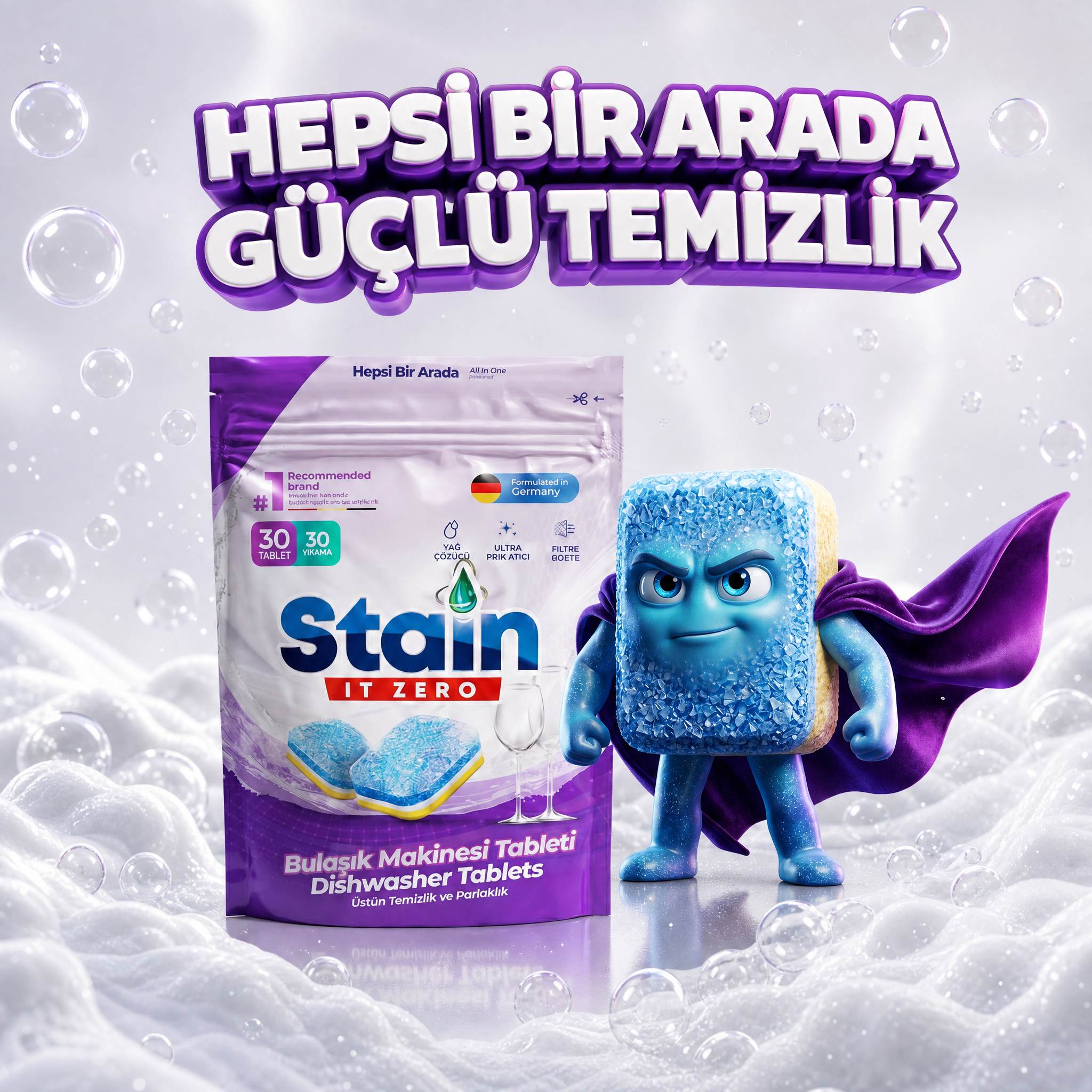 Stain İt Zero Hepsi Bir Arada Bulaşık Makinesi Tableti - 60 Yıkama (2Li Fırsat Paketi)